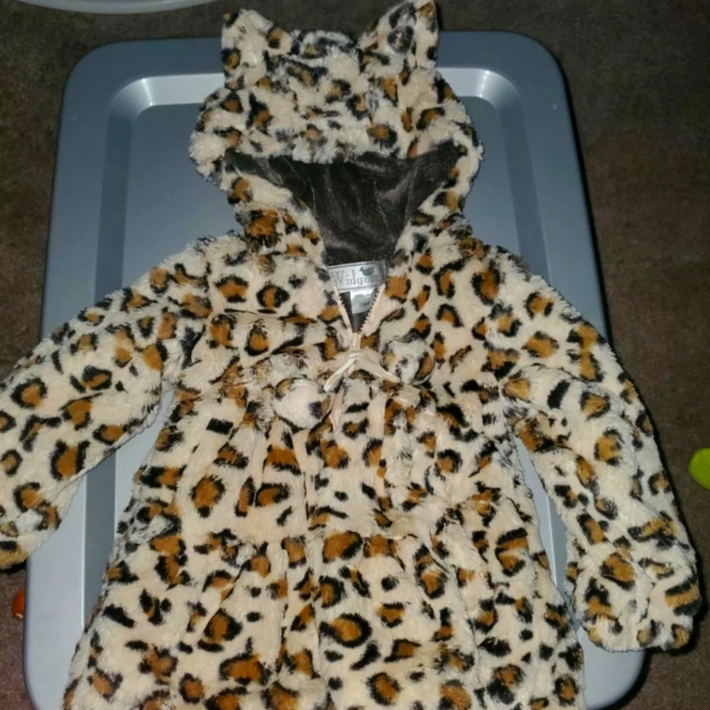 24 month girl widgeon faux fur leopard print coat with ears